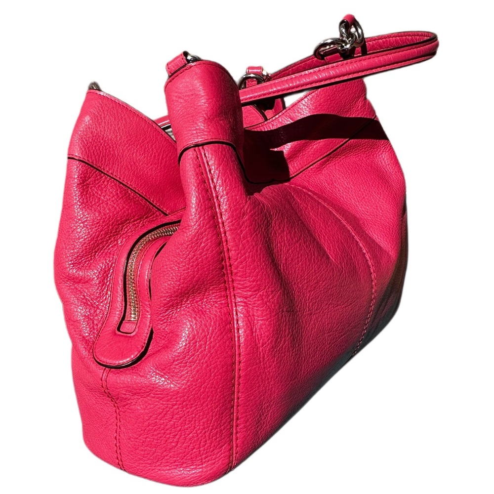 COACH LEXY Pink Oxblood Pebbled Leather Shoulder Tote Like Butter Soft 14x11x5D - Picture 4 of 16